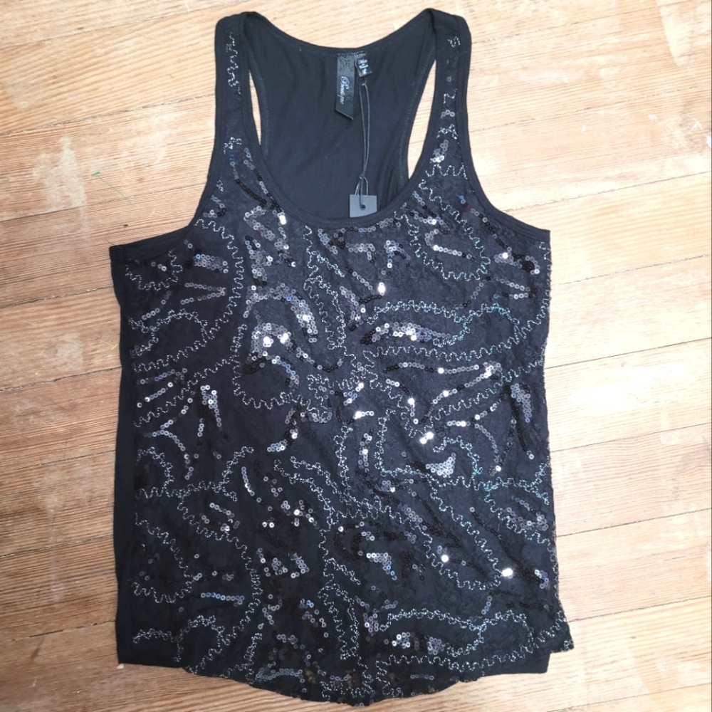 BKE Boutique Sequin Racer Back Tank Top Ladies Size Large